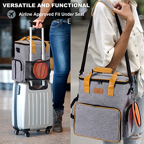Ownpets Hunde Reisetasche, Reisetasche für Hundeausrüstung mit 2 Hundefuttertaschen, 2 faltbaren Näpfen und einem abnehmbaren Tragegurt, ideal für Reise, Camping, am Flugzeug tragbar(Grau)