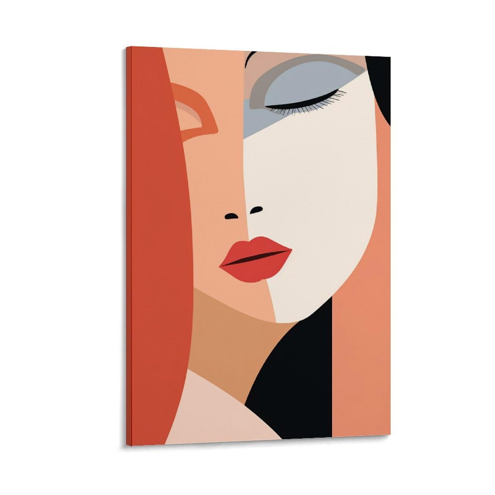 GMUKIFFY Abstract Line Woman Painting on Canvas Wall Art Colorful Face Line Drawing Stretched And Framed Canvas Prints Artwork for Home Decorations Ready to Hang Wall Decor 16x24inch(40x60cm)