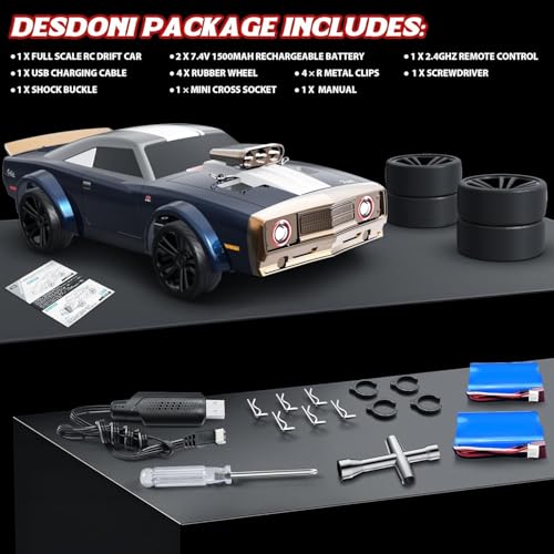 Image of Drift Stunt Remote Control Car, 1 /16 RTR Muscle Caar 35Km /h High Speed RC Drift Car for Adults, 4X4 All Road Drifting Truckr, Drift Rc Car with 7 Modes Angle Eyes Lights Drift Stunt Car