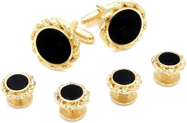 JJ Weston Onyx Tuxedo Cufflinks Shirt Studs Set. Made in The USA.