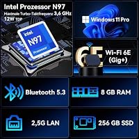Intel NUC 14, für ASUS NUC 14 NUC14MNK Essential Mini PC, N97 CPU, 8GB RAM, 256GB SSD, Win 11 Pro, Wi-Fi 6E, BT 5.3, Geschäfts-Desktop für Bildung, Büro, Digital Signage, POS, SMB & Edge Computing – Ansicht 3