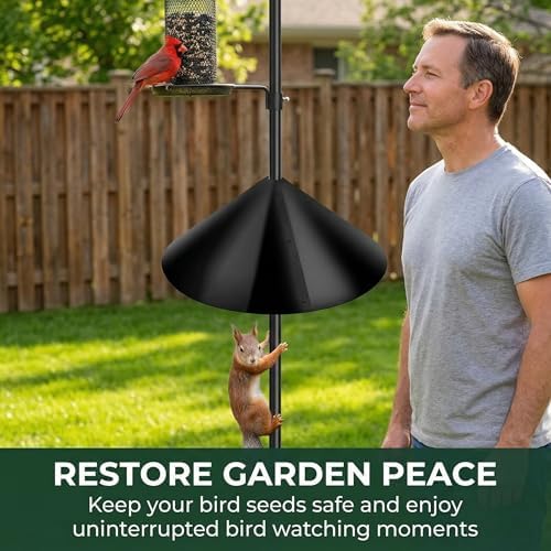 MYTOAU Squirrel Baffle for Bird Feeder Pole,19” Oversized Guard Baffle with Mounting Accessory,Shepherd's Hook Compatible,Squirrel Defender,Bird Feeder/House for Outdoors Protector,Chew-Proof PP — view 4