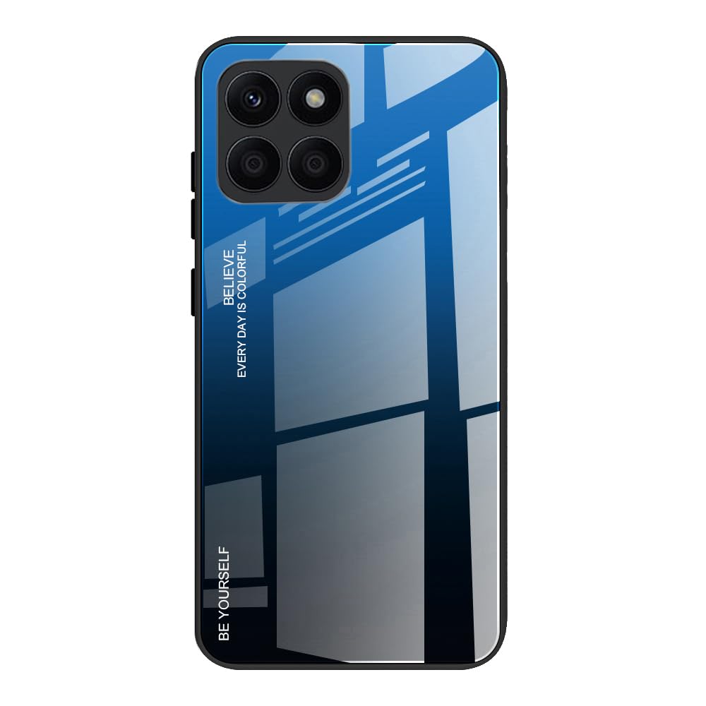 For Honor Play6C Gradient Color Glass Phone Case(Blue Black