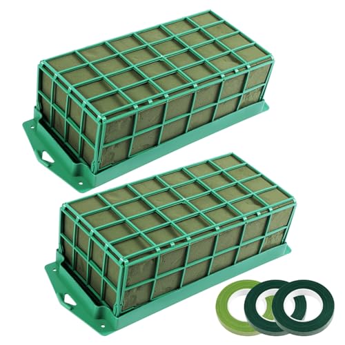 Haptufer Floral Foam Cage, 2 Pack Floral Foam Blocks for Fresh and Artificial Flower Arrangement