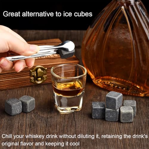 Eiswürfel Steine, 9 Stück Whisky Steine im Set, hiskysteine wiederverwendbar, Whiskey Kühlsteine Whiskey Stones, Wiederverwendbare Eiswürfel, zum Kühlen von Wein, Whiskey, grau