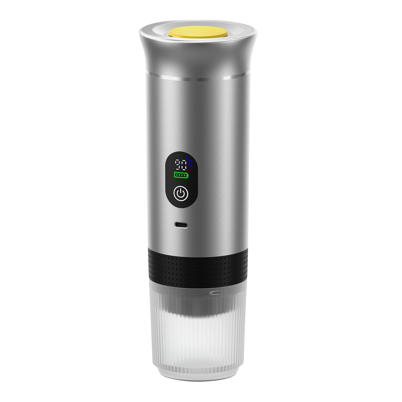 Cafetera portátil 3 en 1 con pantalla digital (plata)