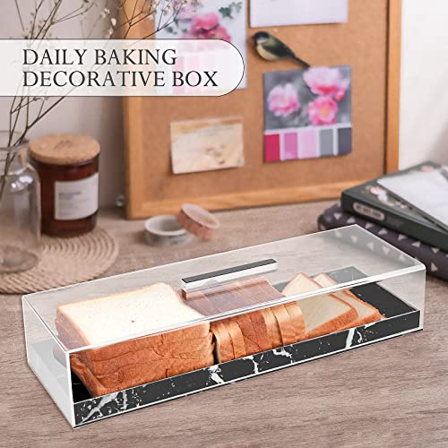 Acrylic Rectangular Cake Tray With Lid Marble Pastry Dessert Display Platter Rectangle Cake Stand Tray With Cover #TOP7