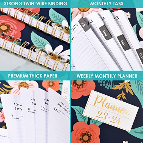 Planner 2023-2024 - July 2023 - June 2024, 2023-2024 Planner, Academic Planner 2023-2024, 8" X 10" , 2023-2024 Planner Weekly And Monthly With Printed Tabs, Flexible Cover, Thick Paper, Twin-Wire Binding - Fancy Floral #TOP6