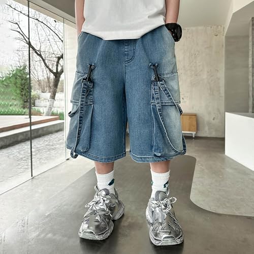 Pantalones cortos vaqueros con cintas degradadas llamativas para niños 4