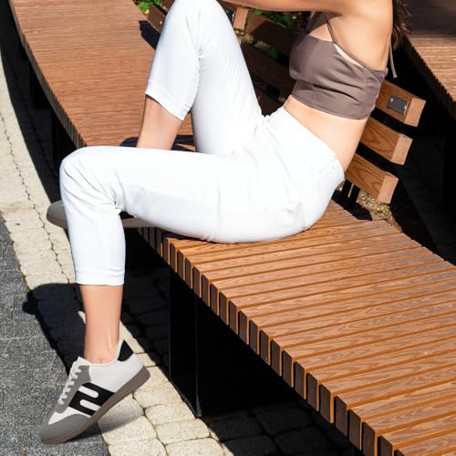 Padgene Women's Classic Retro Gum Sole Fashion Sneakers Casual Tennis Leather Skate Shoes Anti Slip Footwear for Women Walking Trainers 6