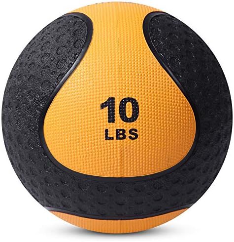 Medicine Exercise Ball with Dual Texture for Superior Grip by Day 1 Fitness - 10 Pounds - Fitness Balls for Plyometrics, Workouts - Improves Balance, Flexibility, Coordination