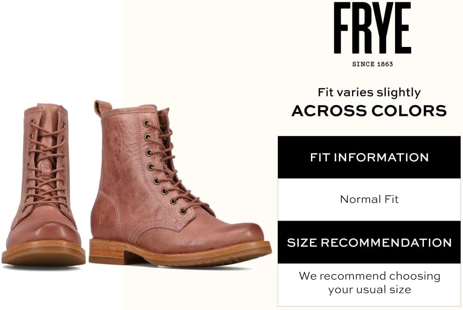 Frye Veronica Women’s Combat Boots Crafted from Hand-Burnished Vintage Italian Leather with Genuine Stitch-Down Welt Construction and Leather Lining – 6 ¾” Shaft Height