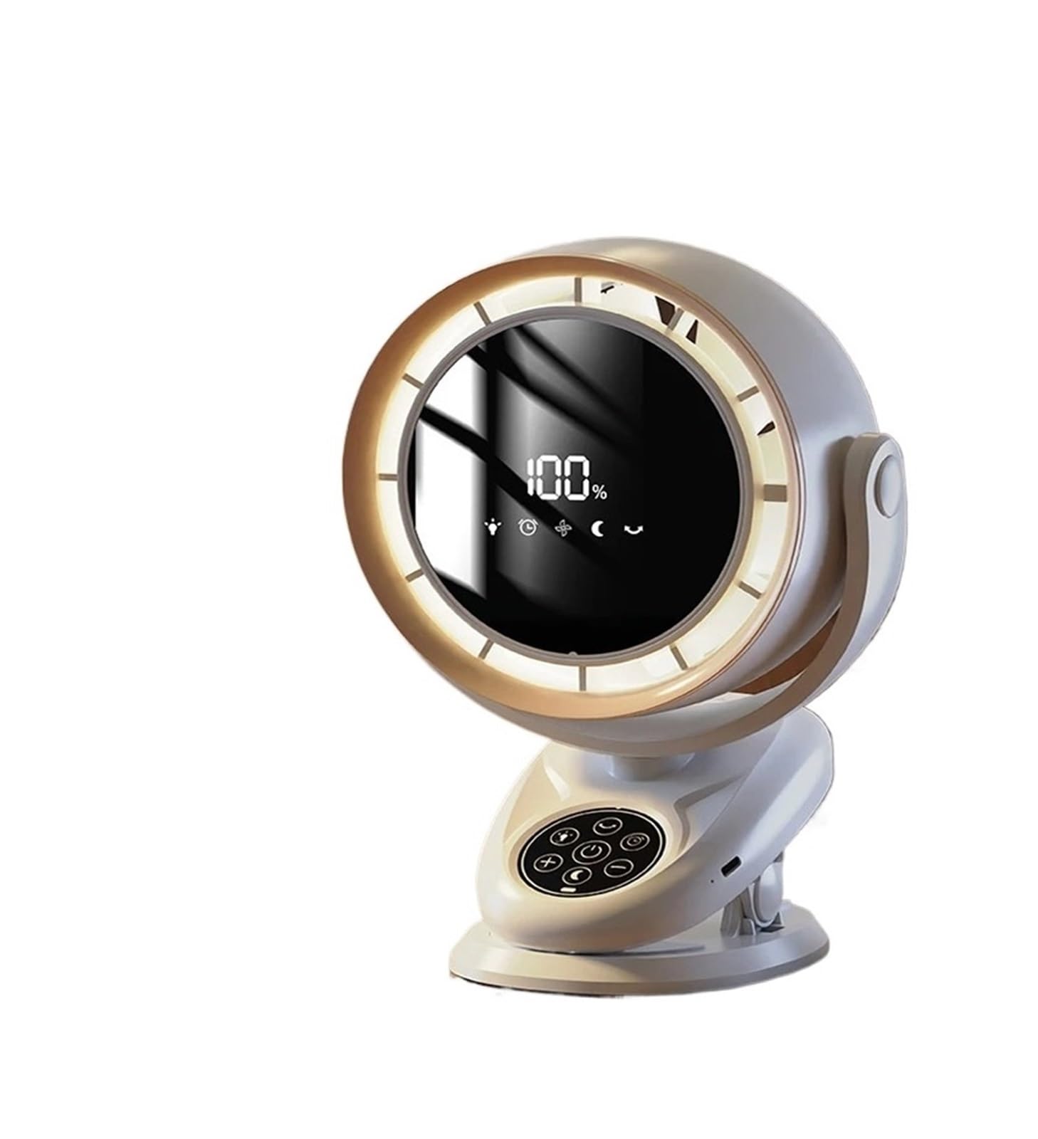 Ventilador de escritorio con clip para trabajar o dormir con luz nocturna agradable