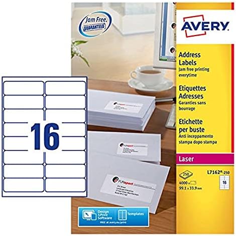 Avery Zelfklevende transparante pakketverzendlabels, laserprinters, 1 etiket per A4-blad, 25 labels, QuickPEEL (L7567), transparant