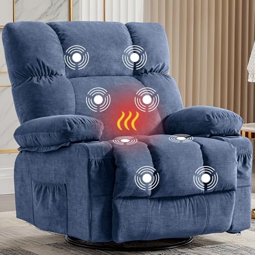Recliner Chair with Vibration Massage & Lumbar Heating, 360° Swiv...