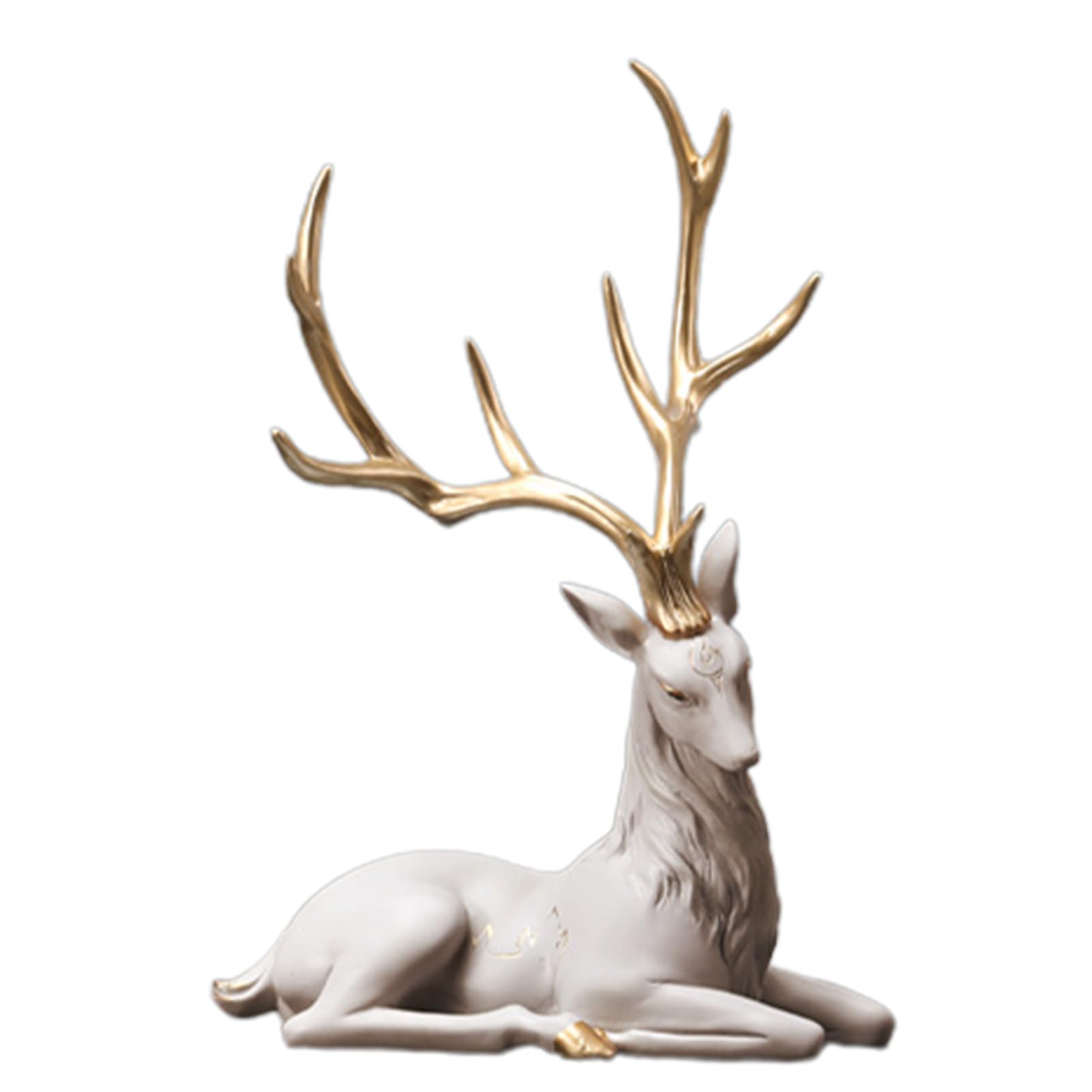 Figurka Renifera, Dekoracja Renifera | żywiczna figurka jelenia - Elegancka statua jelenia na ozdoby świąteczne, żywiczne figurki zwierząt łosi do wystroju domu