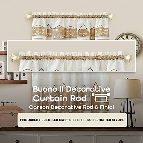 Image of Decorative Window Curtain Rods With Finials, 48 To 86 Inches, 0.75 Diameter - Buono II, Carson Series - Lightweight & Easy To Install, Adjusts Telescopically To Fit Any Window by Achim Home Decor