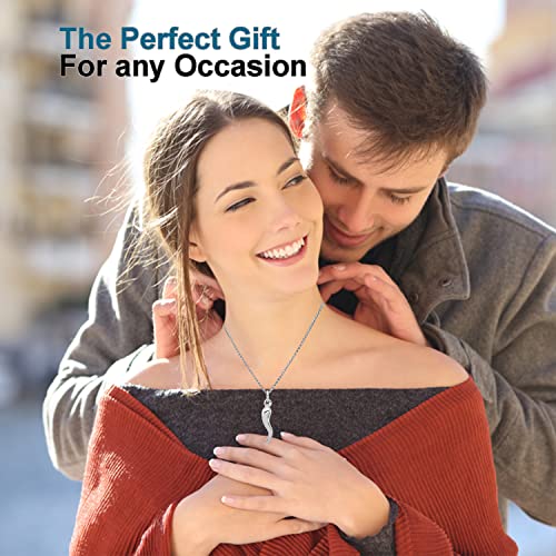 Jewelryweb - Sterling Silver Italian Polished Rhodium Horn Cornicello Good Luck Charm Pendant -6Mm X 30Mm -Italian Horn Necklace For Women - Cornicello Necklace - Good Luck Amulet #TOP2