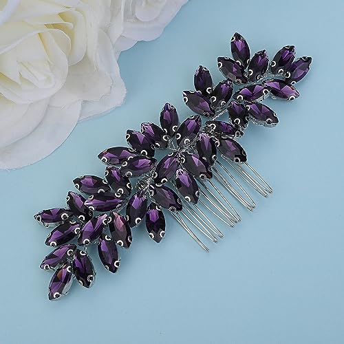 Peine para cabello con cristales morados para boda miniatura 1