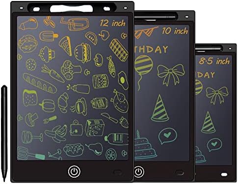 Yidedraw 3 Pack Black LCD Writing Tablet, Colorful Screen Doodle Board Reusable Electronic Drawing Doodle Pad Learning Educational Toy Gift for Kids and Adults at Home (8.5‘’ 10‘’ 12‘’)