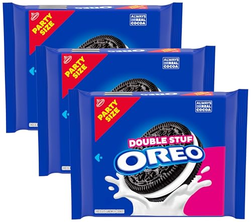 OREO Double Stuf Chocolate Sandwich Cookies, Party Size, 24.95 oz (Pack of 3)