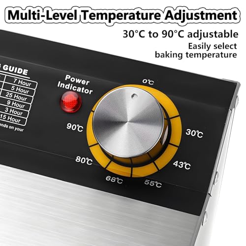 Déshydrateur Alimentaire Professionnel 12 Niveaux - Acier Inoxydable, 400 W/800 W, Porte en Verre Transparent, idéal pour la Viande séchée, Le bœuf, Les légumes et,12layer