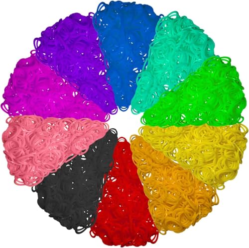 USKMOTO 10 Colors 3000+ Rubber Band Bracelet Refill Kit Multi-Colors Rubberband Bracelets Making Kit for Kids Weaving DIY Rubber Bands Crafting Gift (10 Colors A Series)