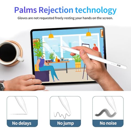 Image of JIMTAB Stylus Pen for iPad, Universal Fine Point iPad Stylus Pencil with Magnetic Adsorption Compatible with iPhone /iPad /Samsung /Android /Tablet & Other Touch Screens (4 Light Power)