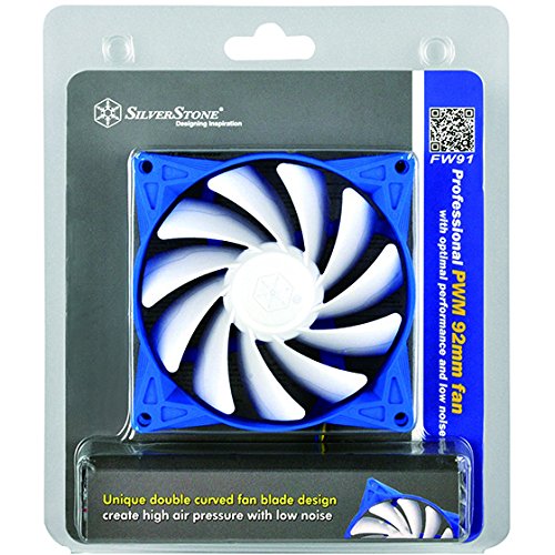 Silverstone SST-FW92 Lüfter – 92 Mm, PWM, Geräuscharm | Mit Anti-Vibrations-Gummipads | Doppelt Gewölbte Flügel