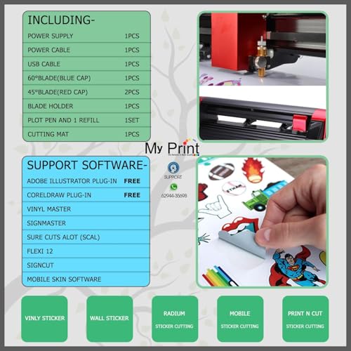 Image of MY PRINT | V24 | 24inch | Upto 350 GSM Paper Cutting Plotter | With High Pressure | Auto Feeding Sensor | Paper Card | Vinyl, Sticker, Multipurpose Machine | for Business Supplies Products