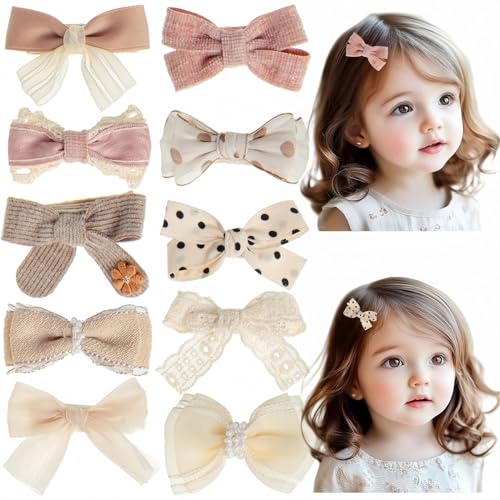 10 pièces de pinces à cheveux pour filles, avec broderie en forme de fleurs, pinces à cheveux rembourrées, pinces à cheveux à clip, doux accessoires capillaires en forme de fleurs et nœuds pour