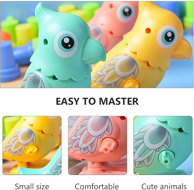 Image of acrown Cute Animal Toys for Kids Sensory Worm Animal Wind up Colorful Toy Insect Figurines for Boys and Girls Multicolor (Parrot)