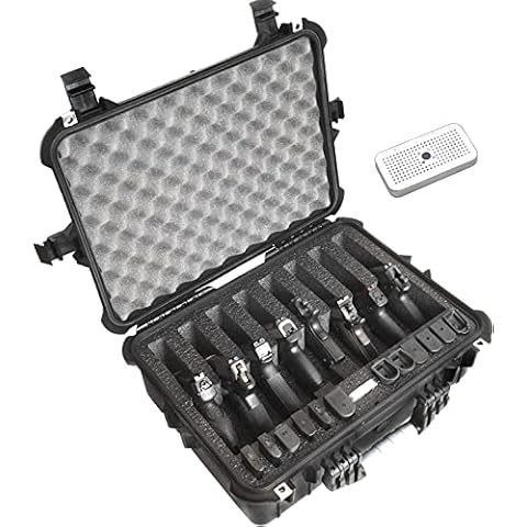 Case Club 8 Pistol and 12 Magazine Pre-Cut Heavy Duty Waterproof Case with Included Silica Gel Canister to Help Prevent Gun Rust Cover