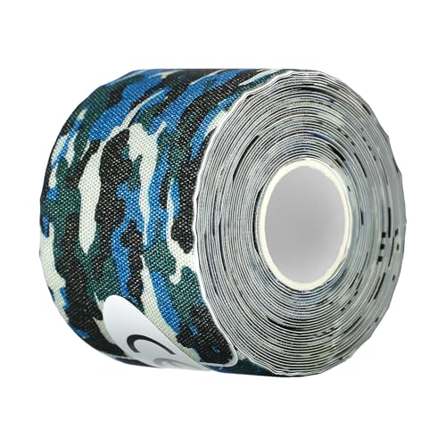 Image of Heali Kinesiology Tape with Magnesium and Menthol, 20 Pcs Precut Strips, K Tape Roll, Knees, for Physical Therapy, Sports, Muscles and Joints, Water Resistant, White with Blue Camo
