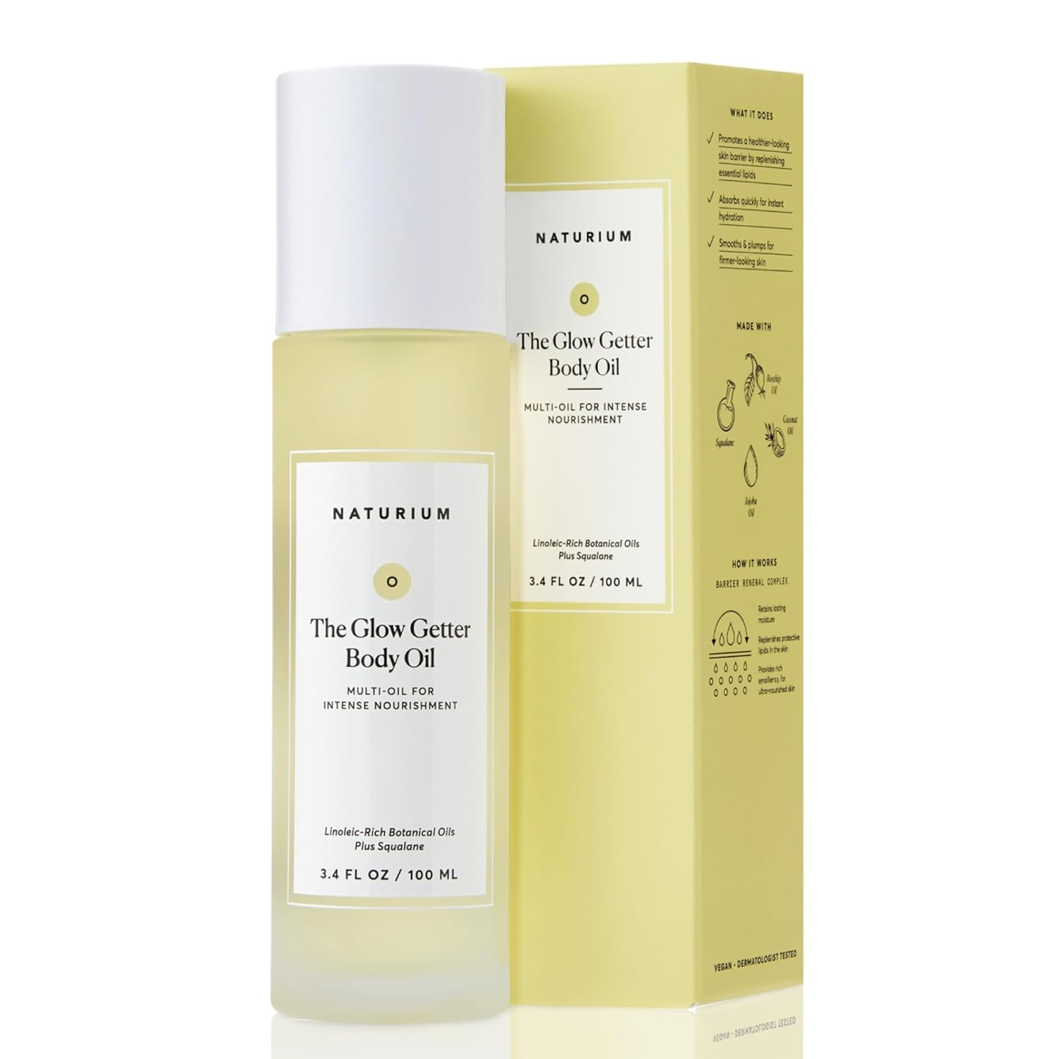 NaturiumThe Glow Getter Body Oil, Multi-Oil for Intense Nourishment, Hydrating & Moisturising Formula, Vegan 3.4 OZ / 100 ML