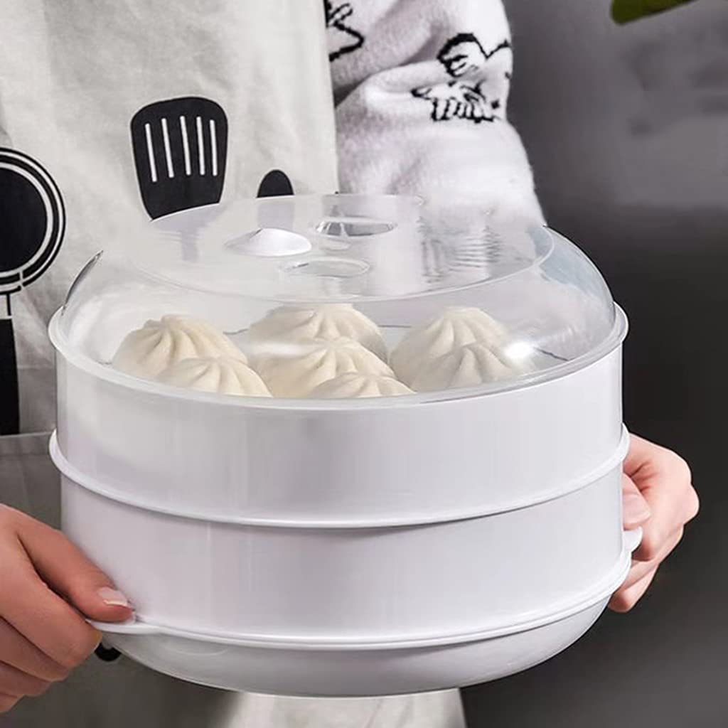 GIANTE Round Microwave Food Steamer BPA Free Heating Steamer White S 2