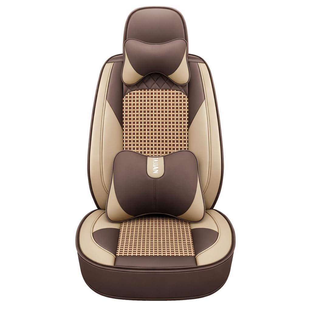 BXIUJHDZ 5 Seat Car Seat Covers Full Set for Peugeot 308 SW T7/308 CC T7/308 T9/308 GT T9/308 SW T9/308 SW GT T9/405, Cooling Ice Silk Breathable Waterproof Leather Seat Protector