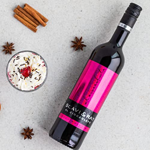 SCAVI & RAY Al Cioccolato Rotwein 0,75l, süß, aromatisierter Wein aus Italien, fruchtig-intensiv mit Schokoladen-Note 10% Vol. Alkohol - kalt & heiß genießbar