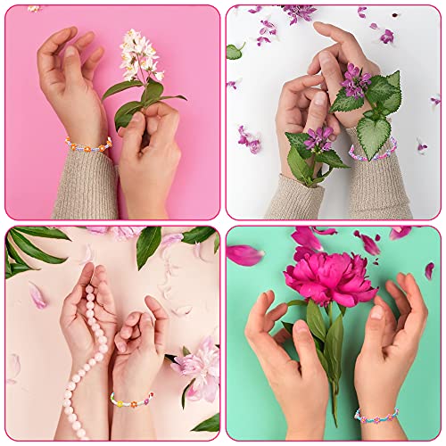 Pantide 6Pcs Colorful Daisy Flower Bead Bracelets Set Indie Handmade Beaded Flower Bracelets Vsco Boho Beach Summer Braided String Y2K Aesthetic Kidcore Jewelry With Flowers For Women Girls #TOP2