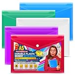 G4GADGET A5 Plastic Document Wallets with Popper - Pack of 5 | Assorted Colors | Waterproof, Durable & Transparent A5 File Folders for School, Office, Home & Travel