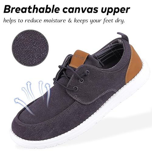 Image of ASITVO Men's Wide Canvas Loafers Slip on Boat Walking Shoes Casual Dress | Big Size Width Toe Box