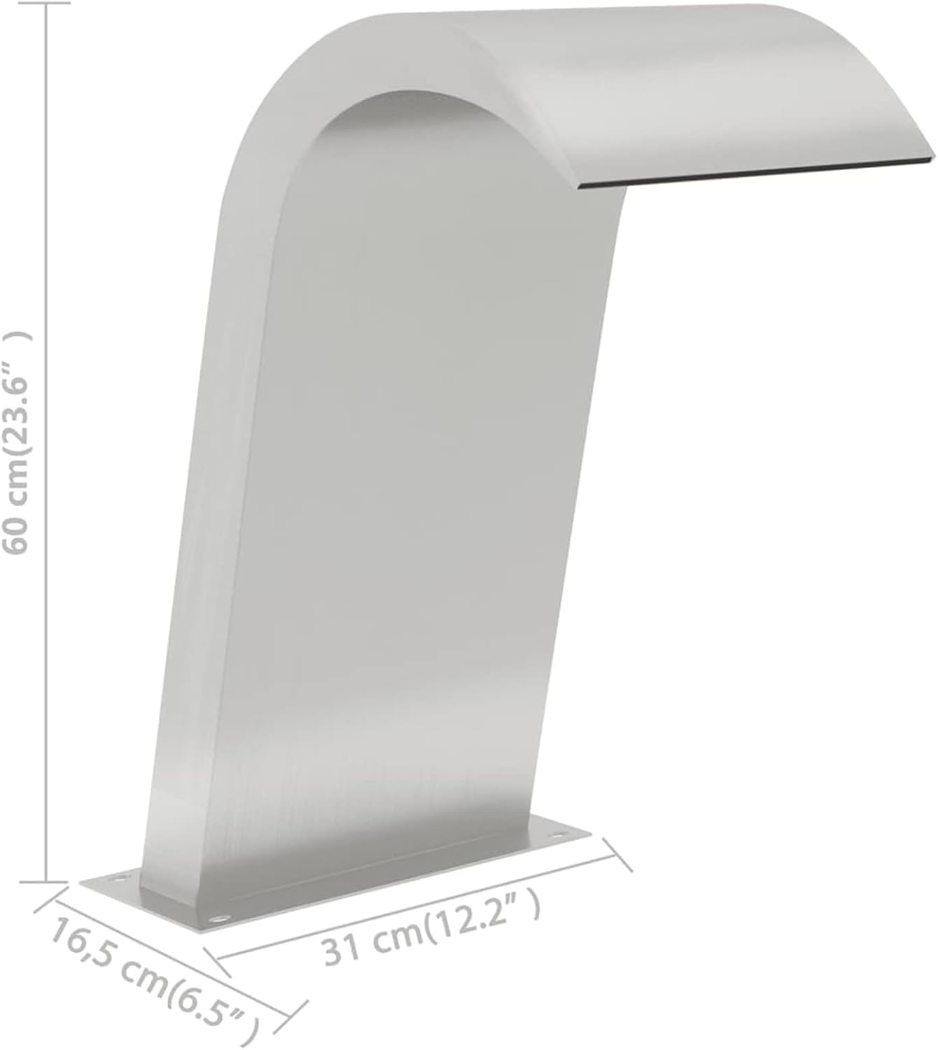 Pool Fountain 50x30x60 cm Stainless Steel 304,Waterfall Pool Fountain,Waterfall Spillway Blade,Complete Waterfall & Stream Kits for Outdoor Garden Pool Water Features