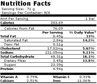J and J Snack Banana Chocolate Chunk Readi Bake Benefit Breakfast Bar -- 48 per case.