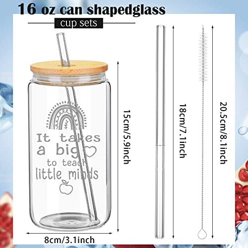 Zubebe 6 Sets Teacher Cups Bulk Back to School Gifts for Teachers 16 oz Glass Cups with Lids and Straws Thank You Gifts Back to School Retirement by Zubebe - Used condition - Image 2