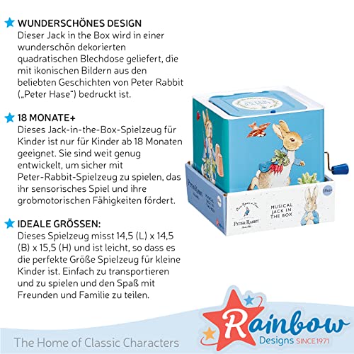 Rainbow Designs Peter Rabbit („Peter Hase“) Jack In The Box - Traditionelles Spielzeug für Babys und Kleinkinder, dekorativer Jack In The Box für das Kinderzimmer des Babys