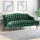 Modern Wingback Tufted Velvet Loveseat, 73.25' 3 Seat Sofas Settee Bench Banquette Chesterfield Love Seat with High Back Thick Padded Cushioned Upholstered Couch for Living Room, Victorian, Emerald