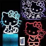 3D Illusion Cat Night Light for Kids 16 Color Change Decor Lamp with Remote Gifts for Boys Girls Birthday ChristmasQ