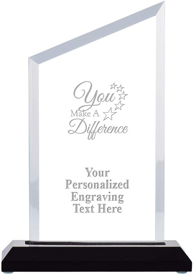 You Make A Difference Award, 6" Recognition Acrylic Trophy Award Includes Free Custom Engraving