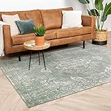 FRAAI Teppich Vintage - Spring Ethnic Grün Creme - 120x170cm - Synthetik, Polypropylen - Kurzflor - Vintage - Boho, Klassik, Ländlich, Orientalisch - Wohnzimmer, Esszimmer, Schlafzimmer, Garten -