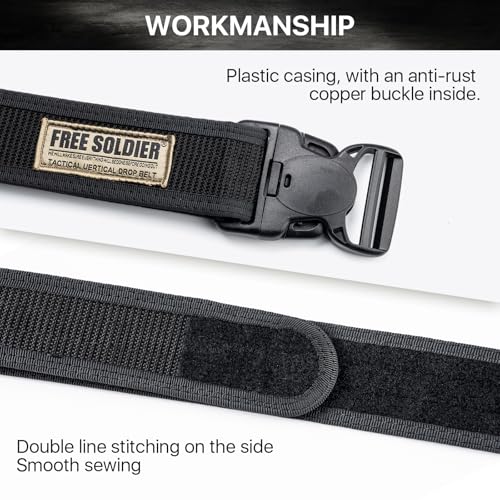 FREE SOLDIER Taktischer Gürtel Herren Schwerlast MOLLE Taillengürtel Schnelle Veröffentlichung Militär Gürtel für Männer Nylon Sicherheitsgurt für Airsoft, Aktivitäten im Freien, Arbeiten (Schwarz)